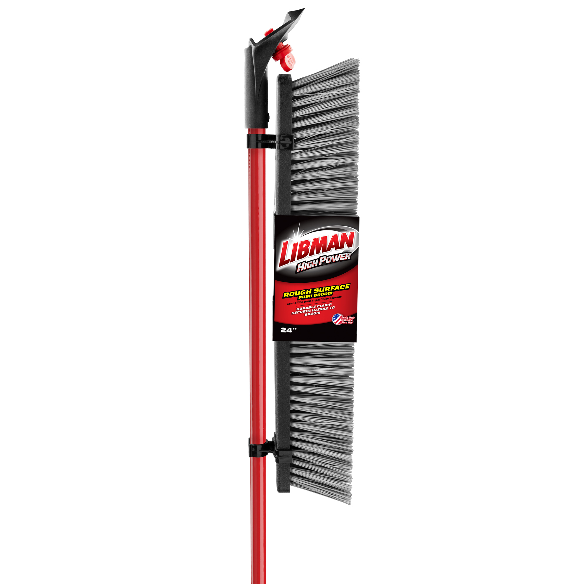 Libman 24in. Rough Surface Push Broom, 60in.L Handle, Model# 879